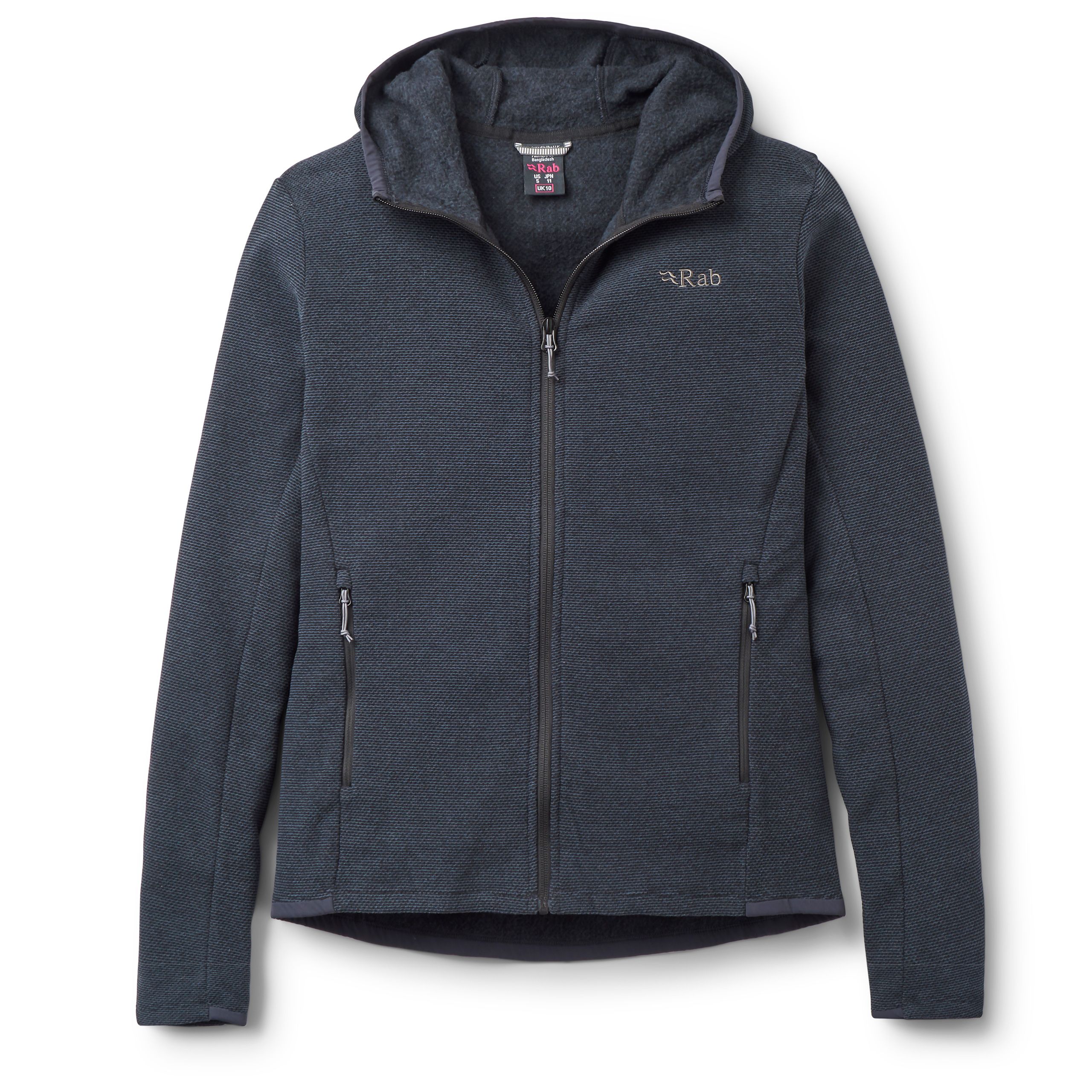 Rab Women's Black Stavel Hooded Fleece Jacket Size 8