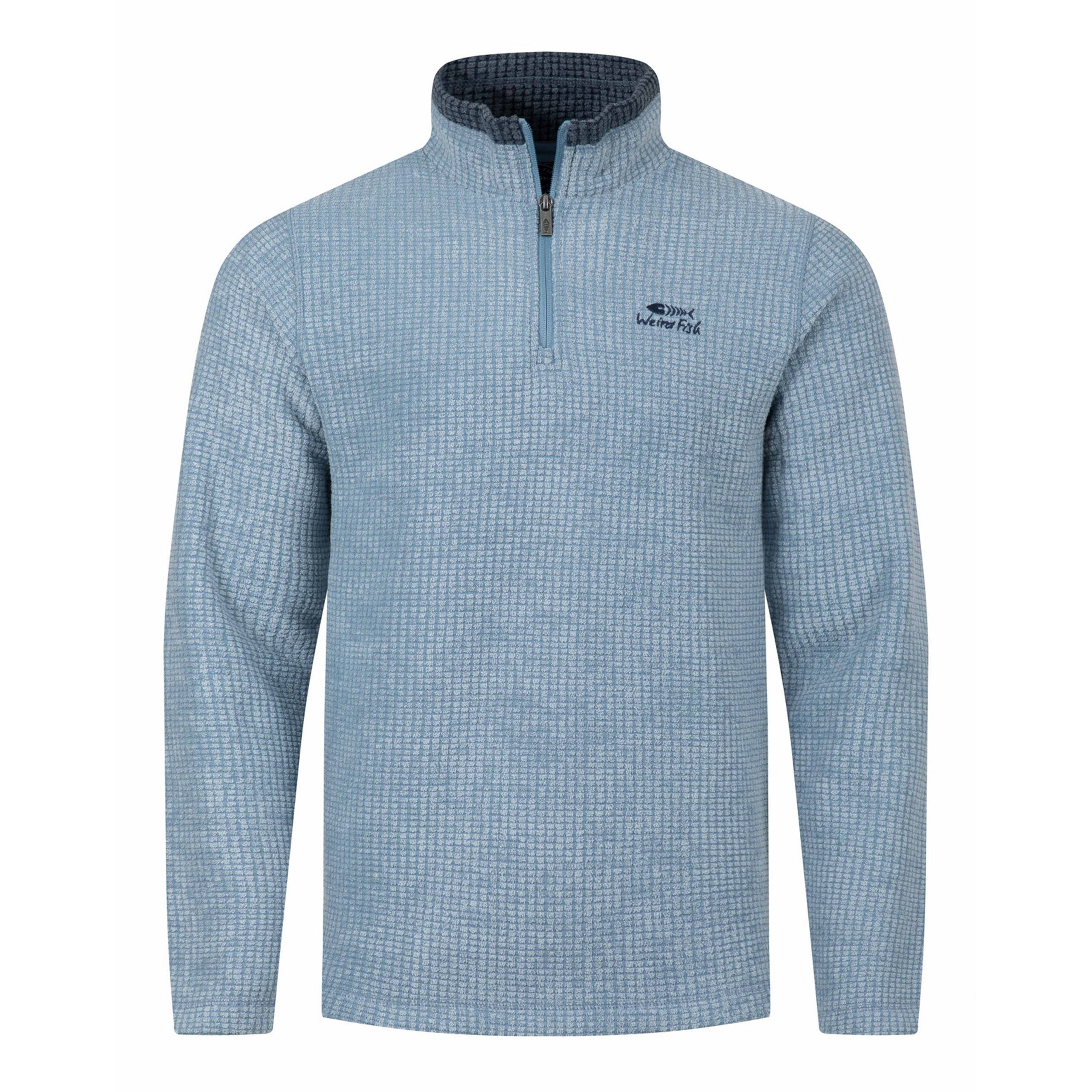 Weird Fish Men's Blue Newark 1/4 Zip Grid Fleece