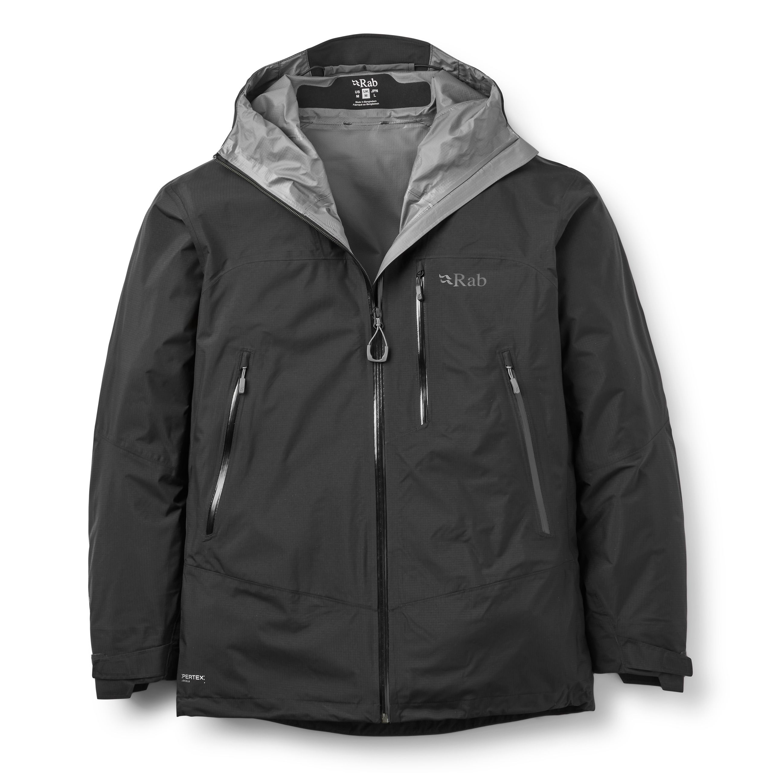 Rab Men's Black Hooded Hiking Jacket Downpour Mountain - Image 3