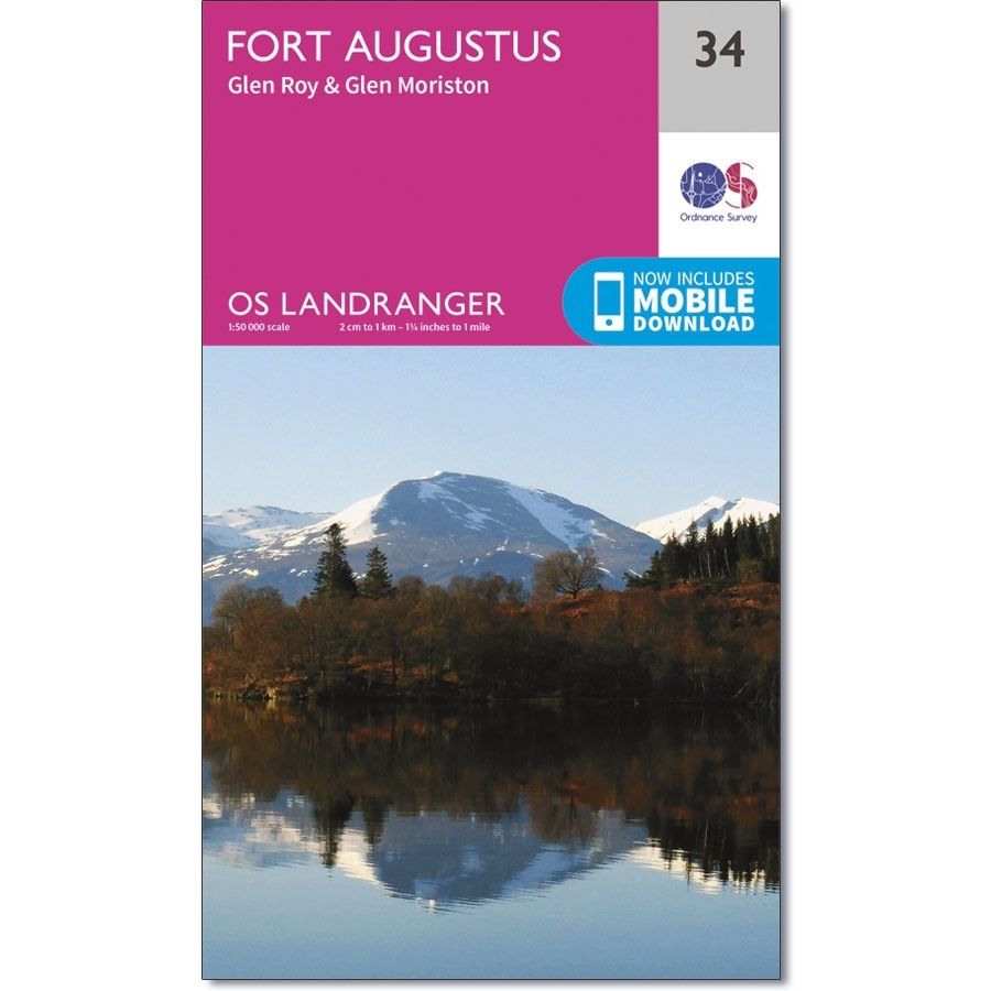 Ordnance Survey Landranger 34 Fort Augustus, Glen Roy & Glen Moriston Map With Digital Version Pink - Image 8