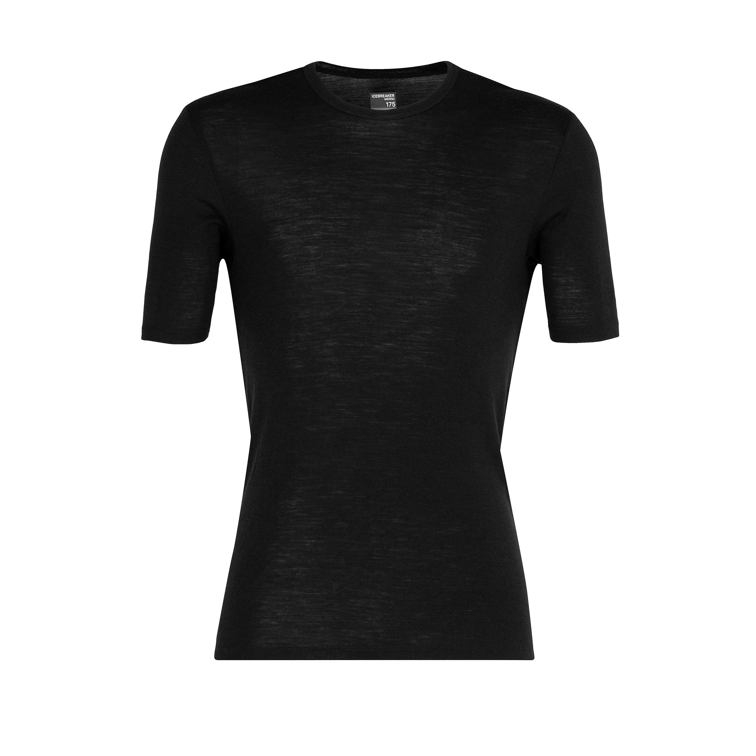 Icebreaker Men's Black Merino 175 Everyday Short Sleeve Crewe Thermal Top