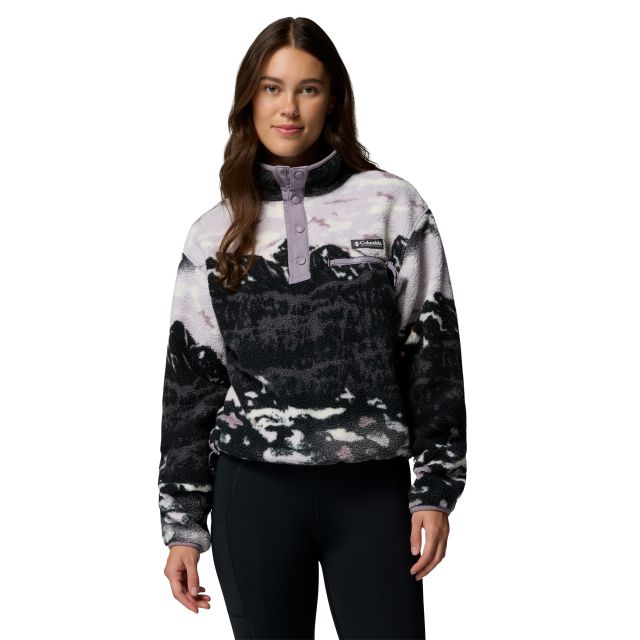 Columbia Womens Helvetia II Printed Cropped Sherpa Half Zip Printed Fleece