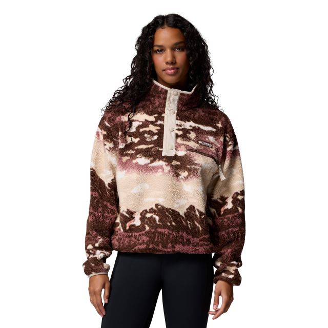 Columbia Womens Helvetia II Printed Cropped Sherpa Half Zip Printed Fleece