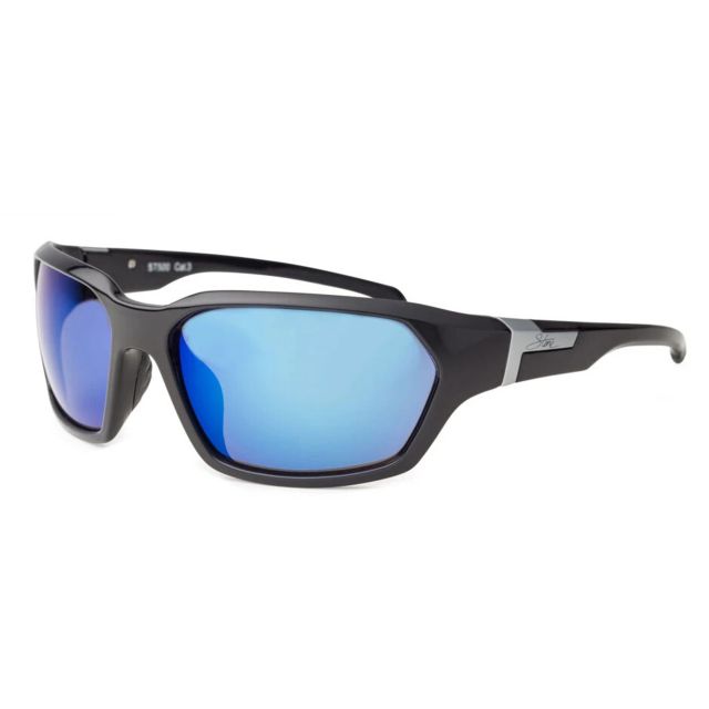 Stone ST500 Shiny Black Blue Mirror Sunglasses