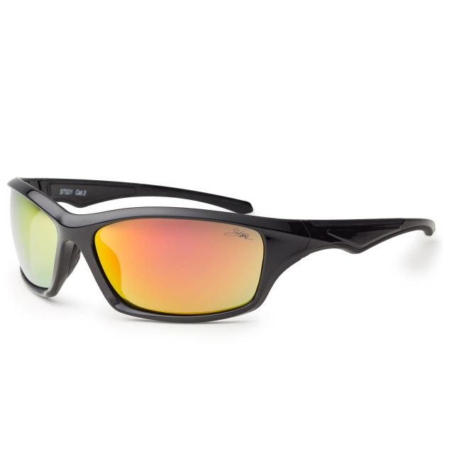 Stone Adults ST521 Shiny Black Wraparound Sunglasses